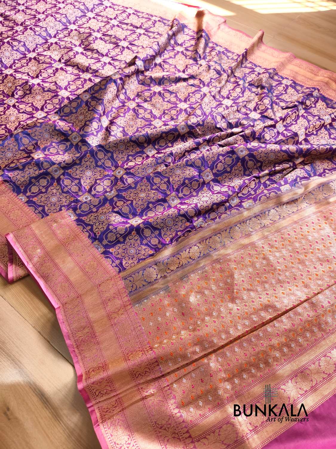 Purple Gharchola Handloom Banarasi Pure Katan Silk Saree
