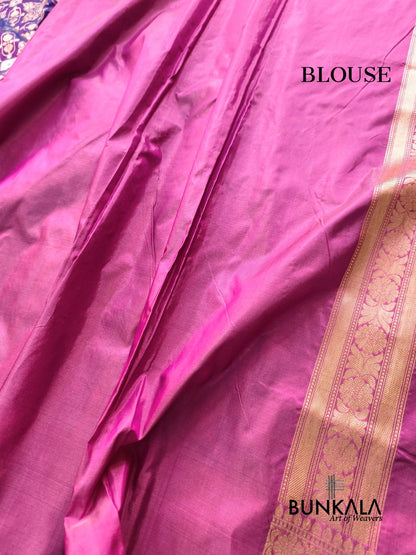 Purple Gharchola Handloom Banarasi Pure Katan Silk Saree