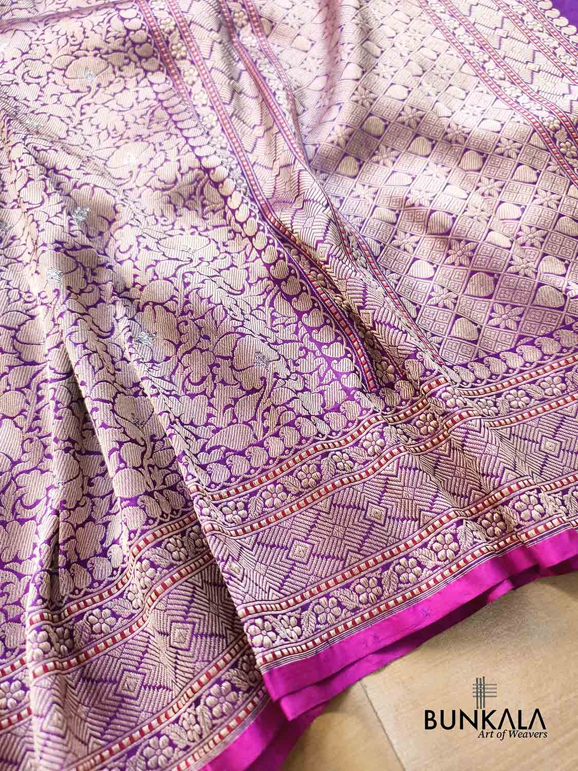 Purple Heritage Tanchui Brocade Handloom Banarasi Pure Katan Silk Saree