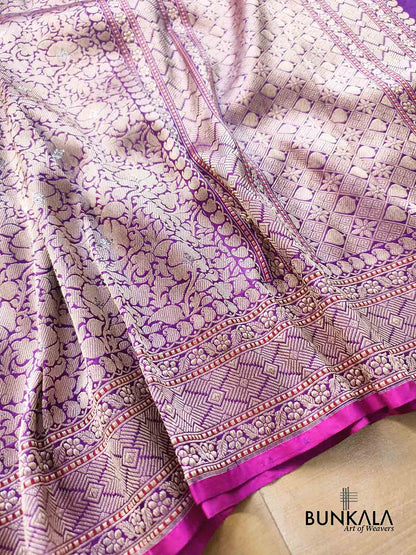 Purple Heritage Tanchui Brocade Handloom Banarasi Pure Katan Silk Saree