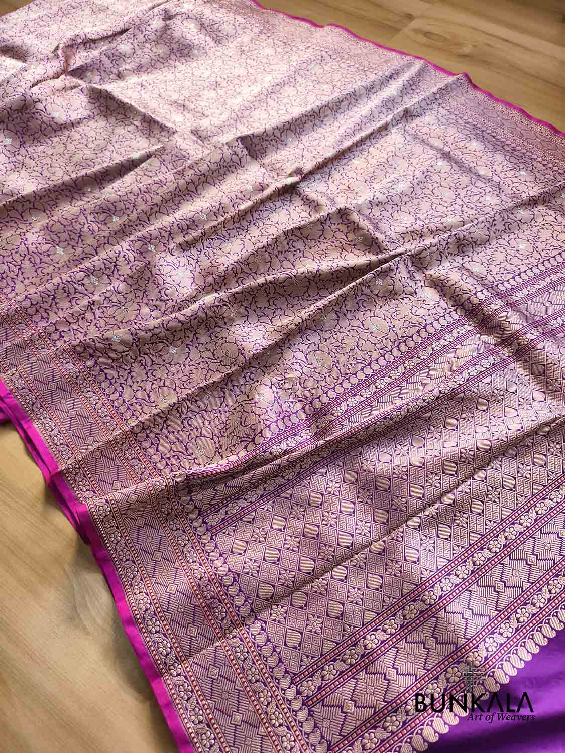Purple Heritage Tanchui Brocade Handloom Banarasi Pure Katan Silk Saree
