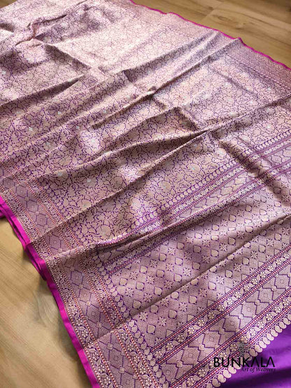 Purple Heritage Tanchui Brocade Handloom Banarasi Pure Katan Silk Saree