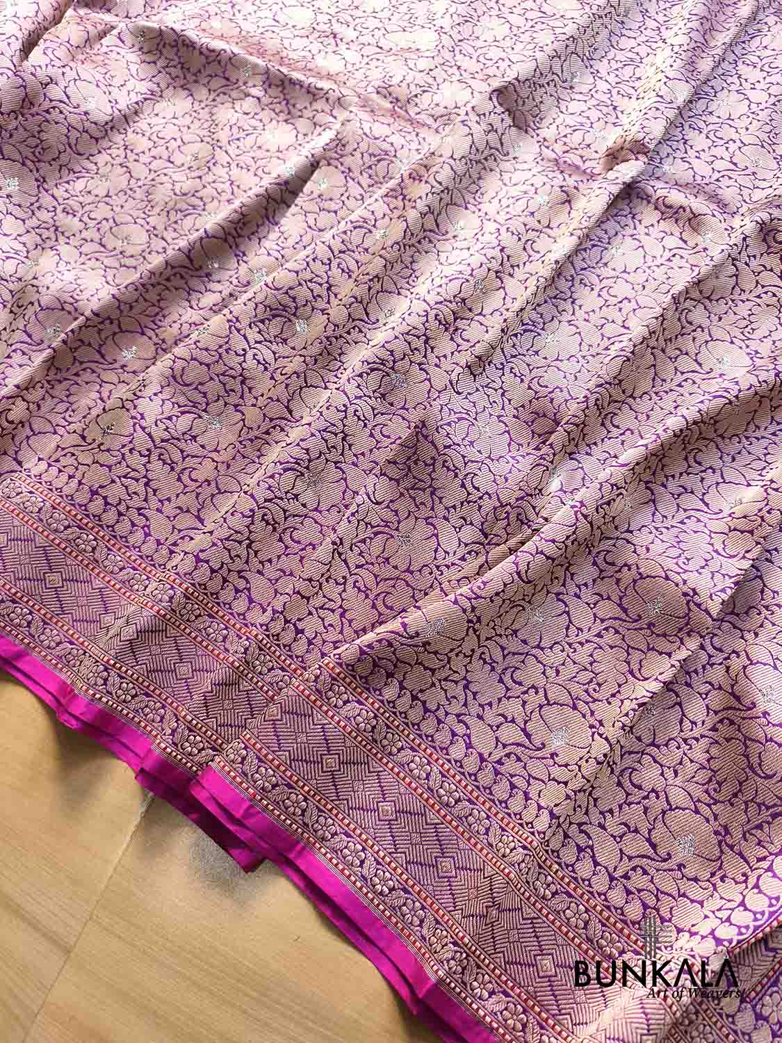 Purple Heritage Tanchui Brocade Handloom Banarasi Pure Katan Silk Saree