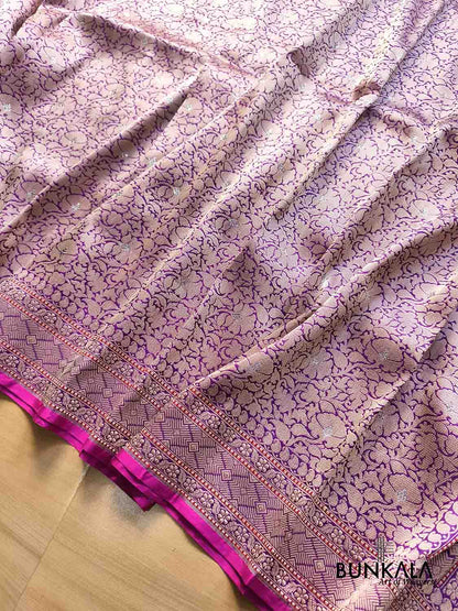 Purple Heritage Tanchui Brocade Handloom Banarasi Pure Katan Silk Saree