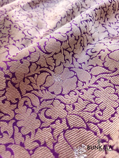 Purple Heritage Tanchui Brocade Handloom Banarasi Pure Katan Silk Saree