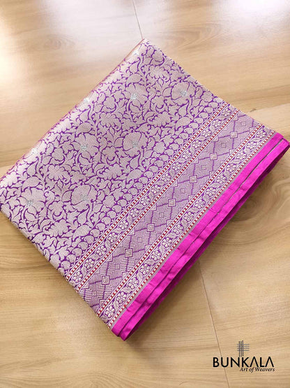 Purple Heritage Tanchui Brocade Handloom Banarasi Pure Katan Silk Saree