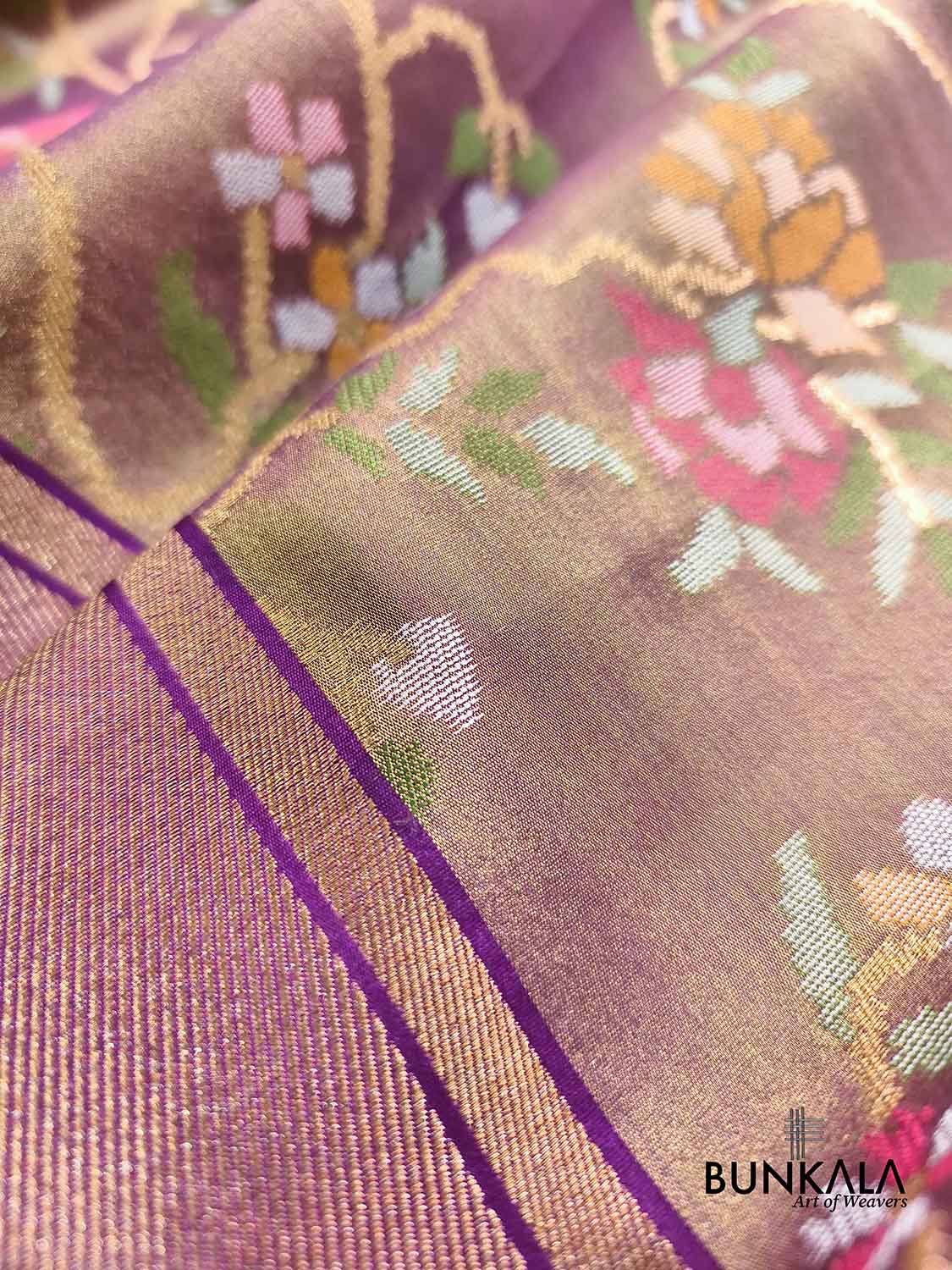 Purple Jamdani Banarasi Floral Jaal Meenakari Weaved Tissue Saree