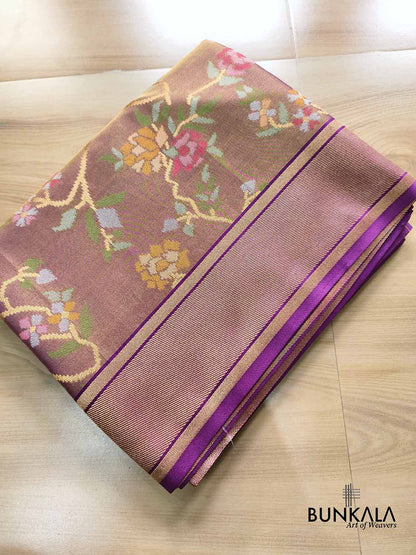 Purple Jamdani Banarasi Floral Jaal Meenakari Weaved Tissue Saree