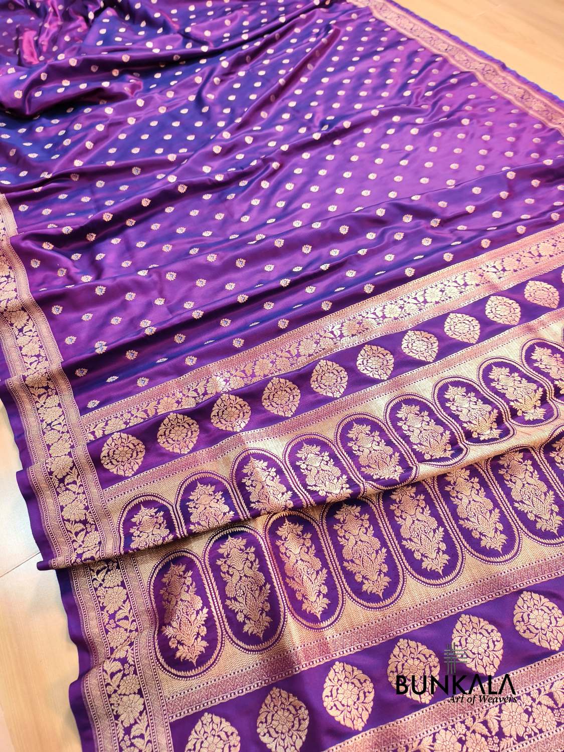 Purple Meena Buti Banarasi Mashru Silk Saree