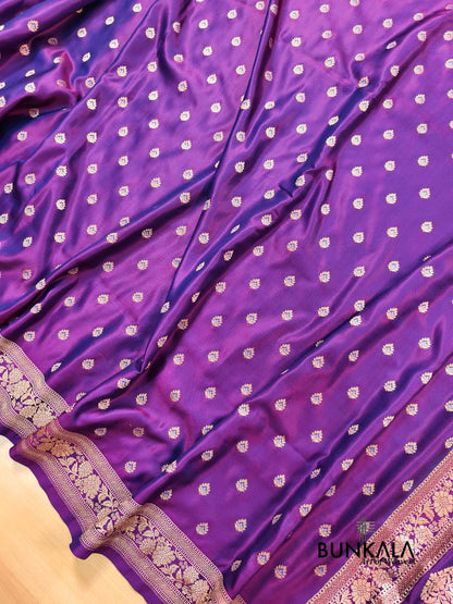 Purple Meena Buti Banarasi Mashru Silk Saree