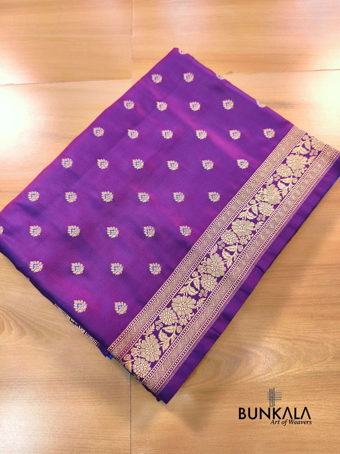 Purple Meena Buti Banarasi Mashru Silk Saree