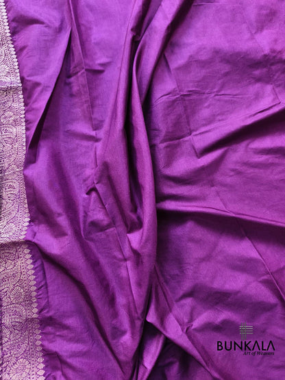 Purple Paisley Brocade Banarasi Mashru Silk Saree