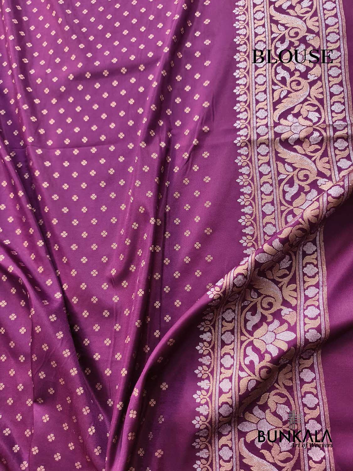 Purple Plain Ektara Banarasi Meena Jamdani Weaved Silk Saree