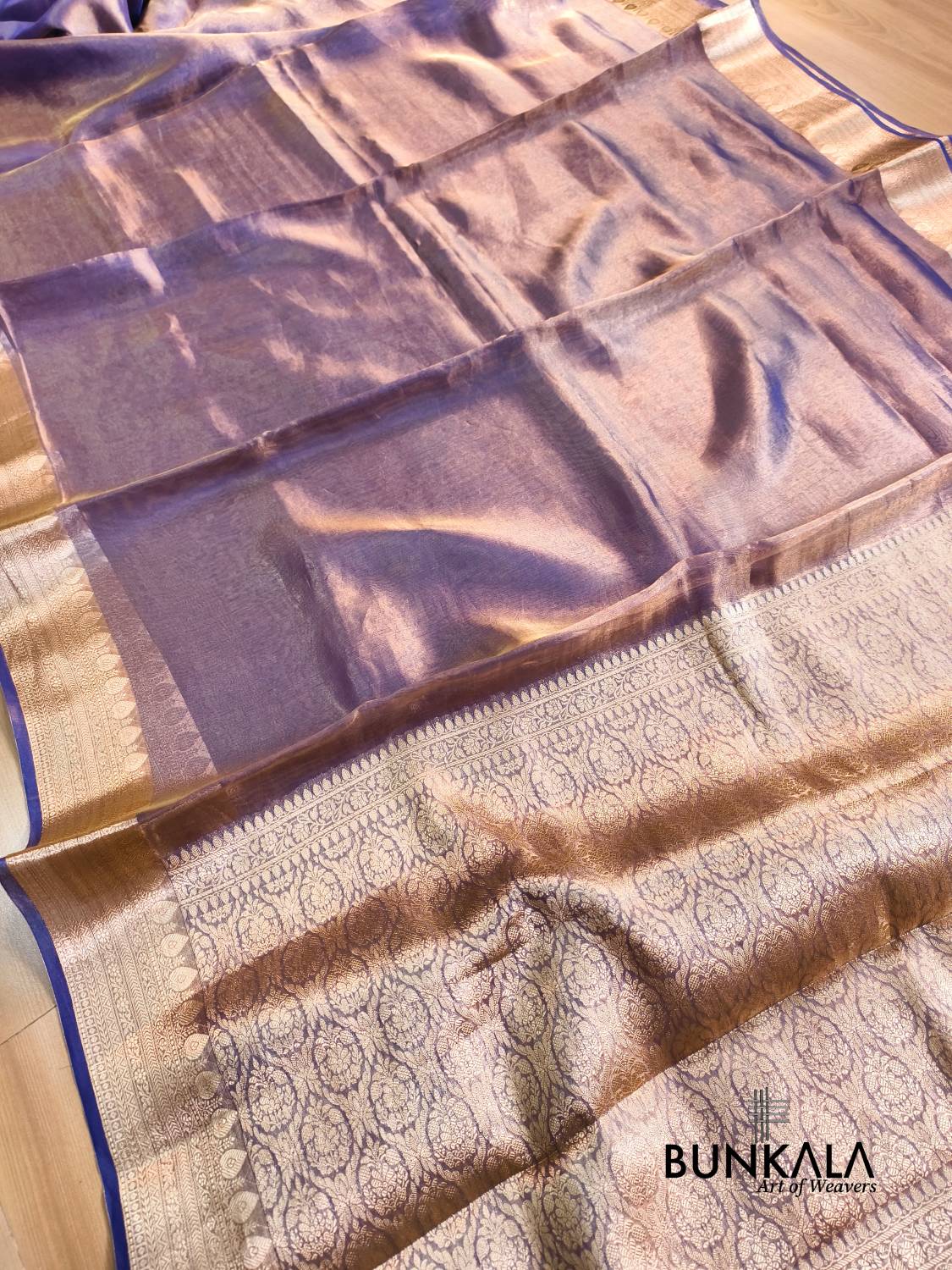 Purple Plain Handloom Banarasi Pure Tissue Silk Saree 