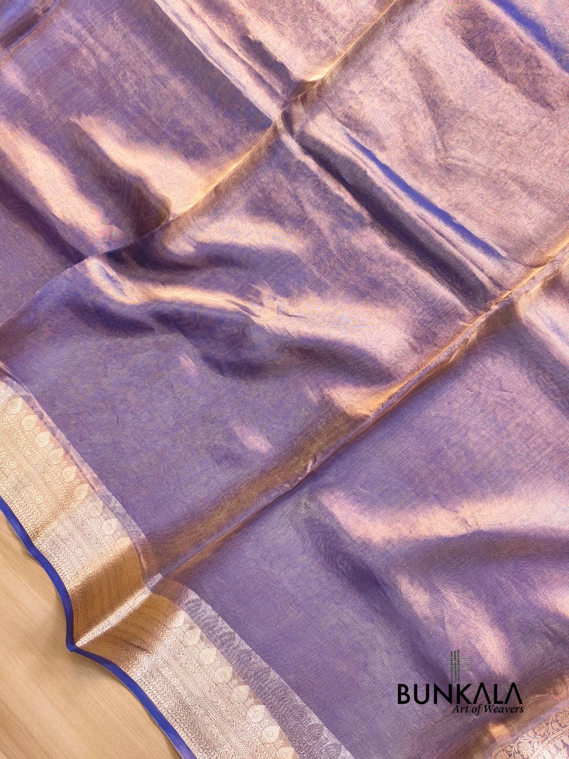 Purple Plain Handloom Banarasi Pure Tissue Silk Saree 
