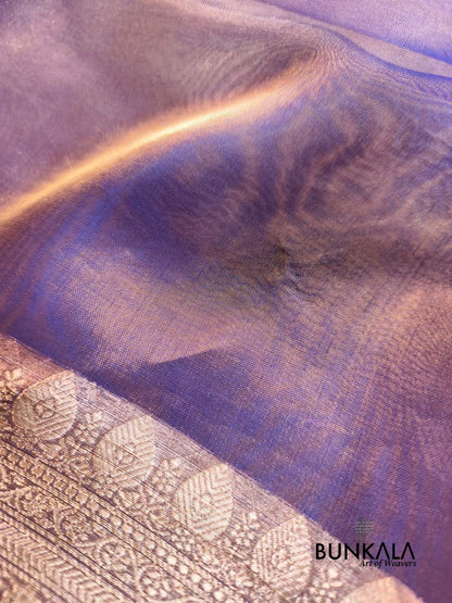 Purple Plain Handloom Banarasi Pure Tissue Silk Saree 