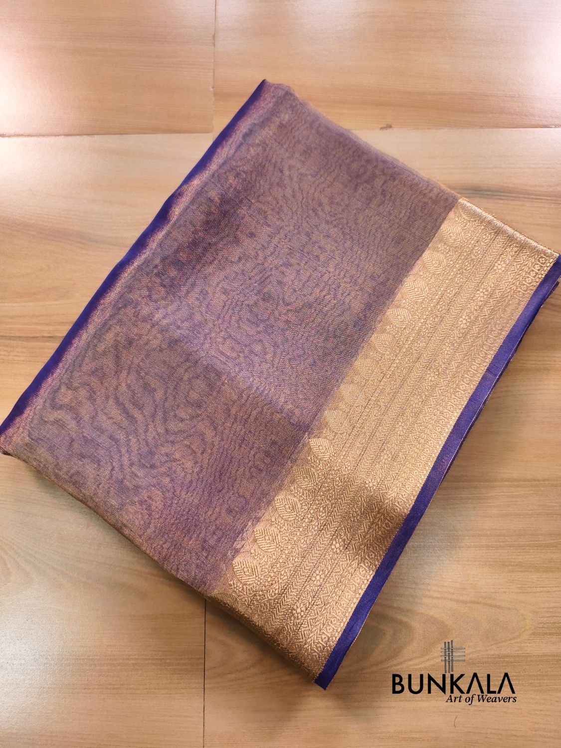 Purple Plain Handloom Banarasi Pure Tissue Silk Saree 