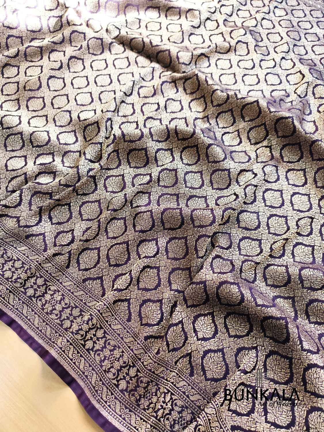 Purplish Blue Brocade Weaved Banarasi Mashru Silk Saree 