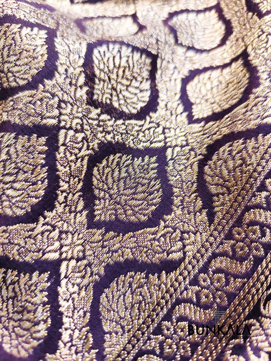 Purplish Blue Brocade Weaved Banarasi Mashru Silk Saree 