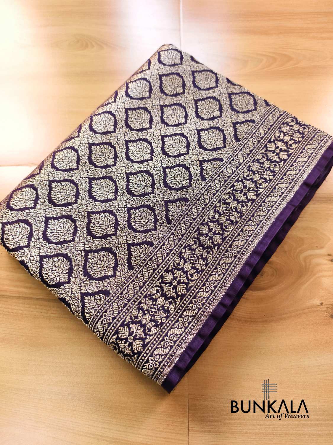 Purplish Blue Brocade Weaved Banarasi Mashru Silk Saree 