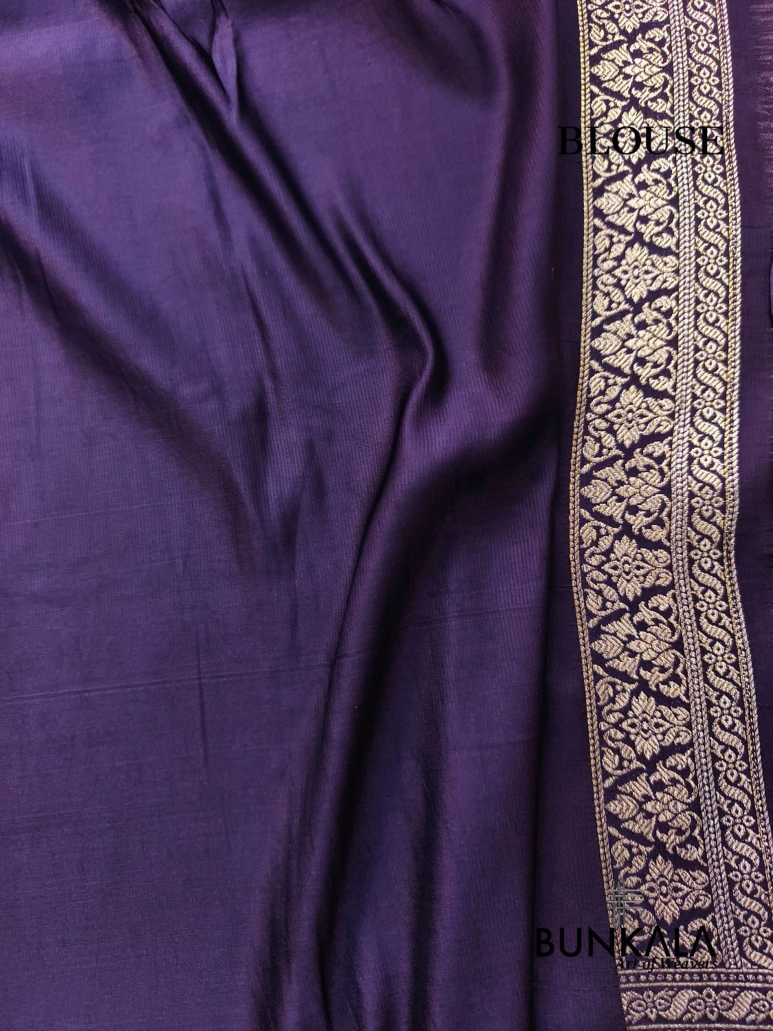 Purplish Blue Brocade Weaved Banarasi Mashru Silk Saree 
