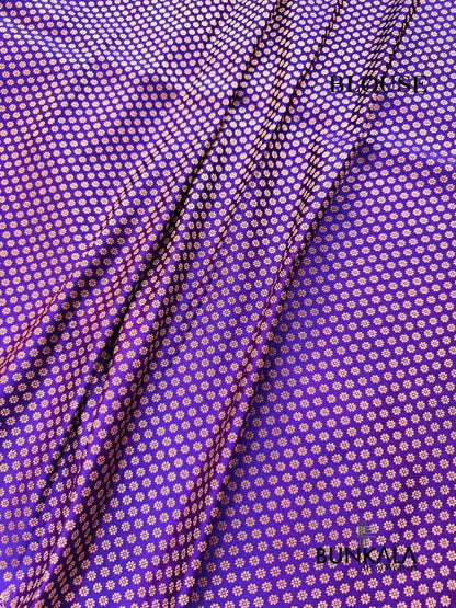 Purplish Blue Buta Banarasi Mashru Soft Silk Saree with Paisley Pallu