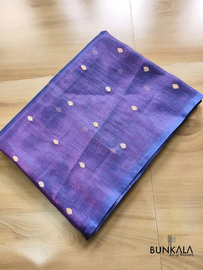 Purplish Blue Buti Handloom Banarasi Pure Tissue Silk Saree