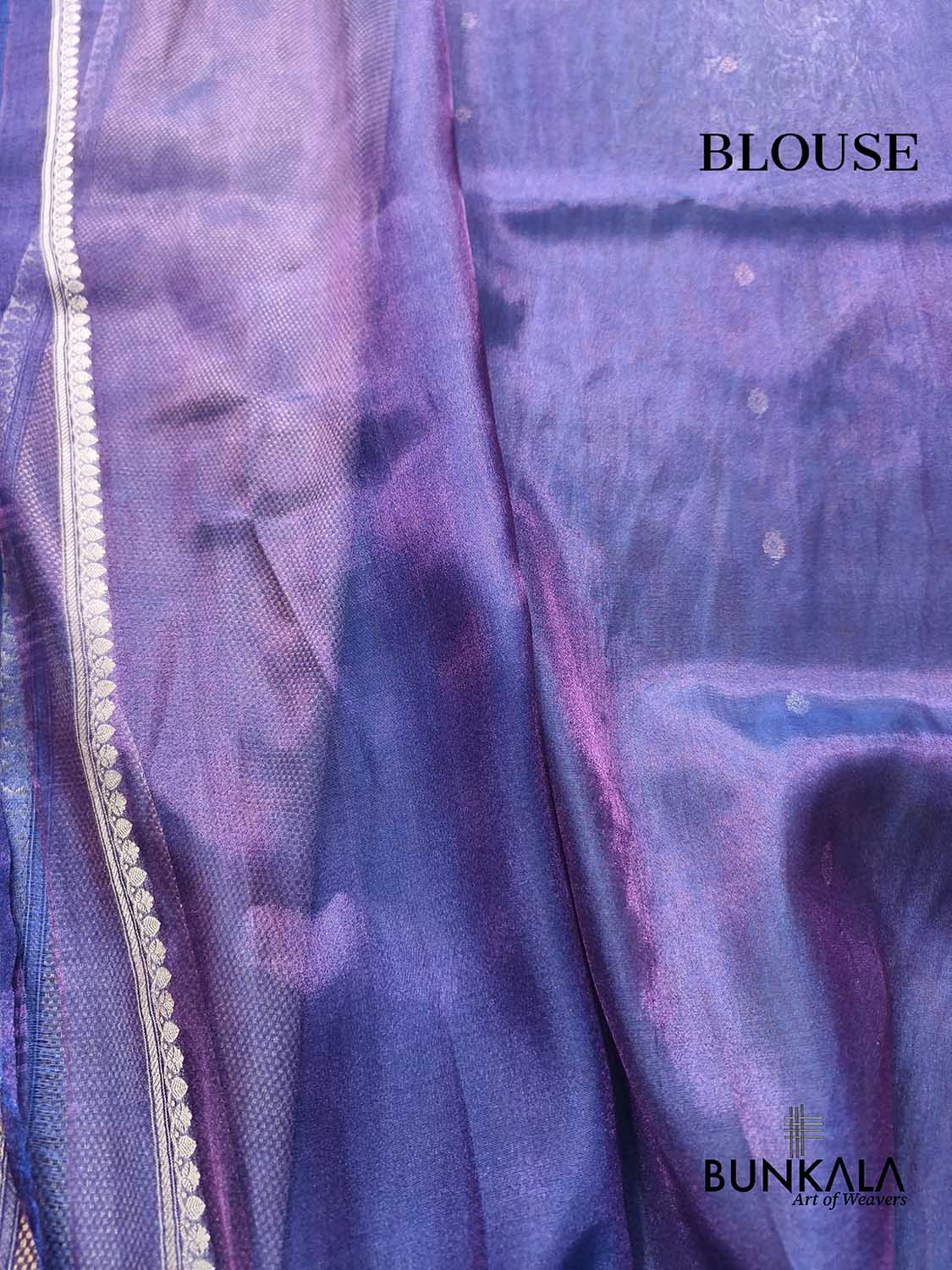 Purplish Blue Buti Handloom Banarasi Pure Tissue Silk Saree