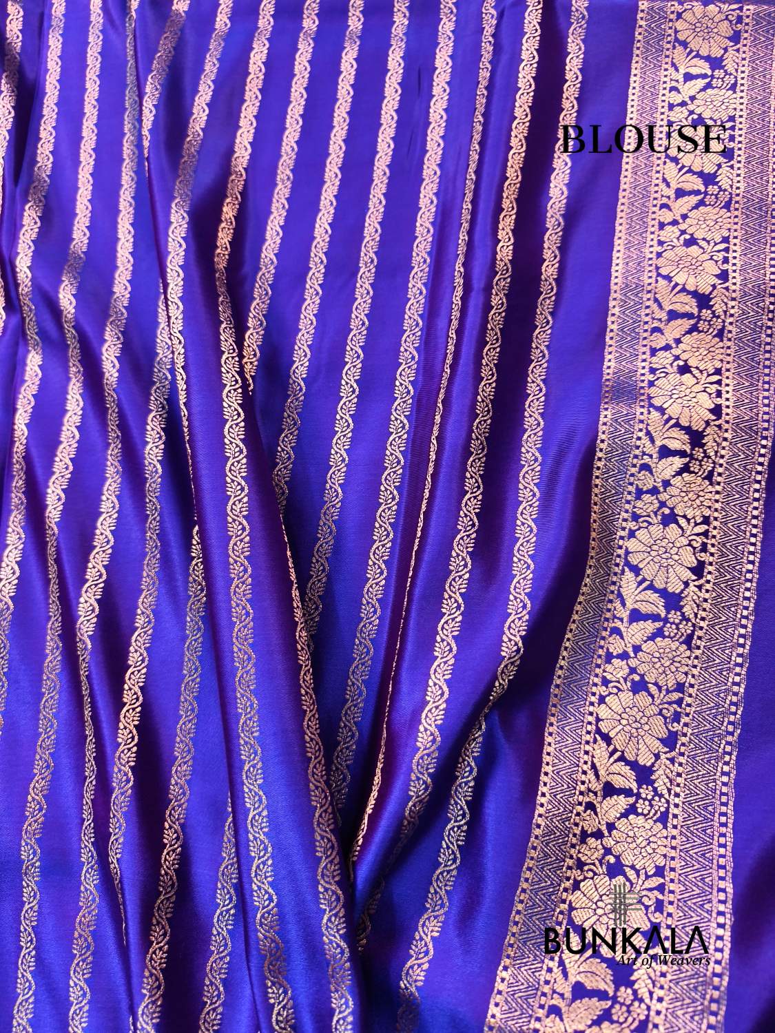 Purplish Blue Meena Buti Banarasi Mashru Silk Saree
