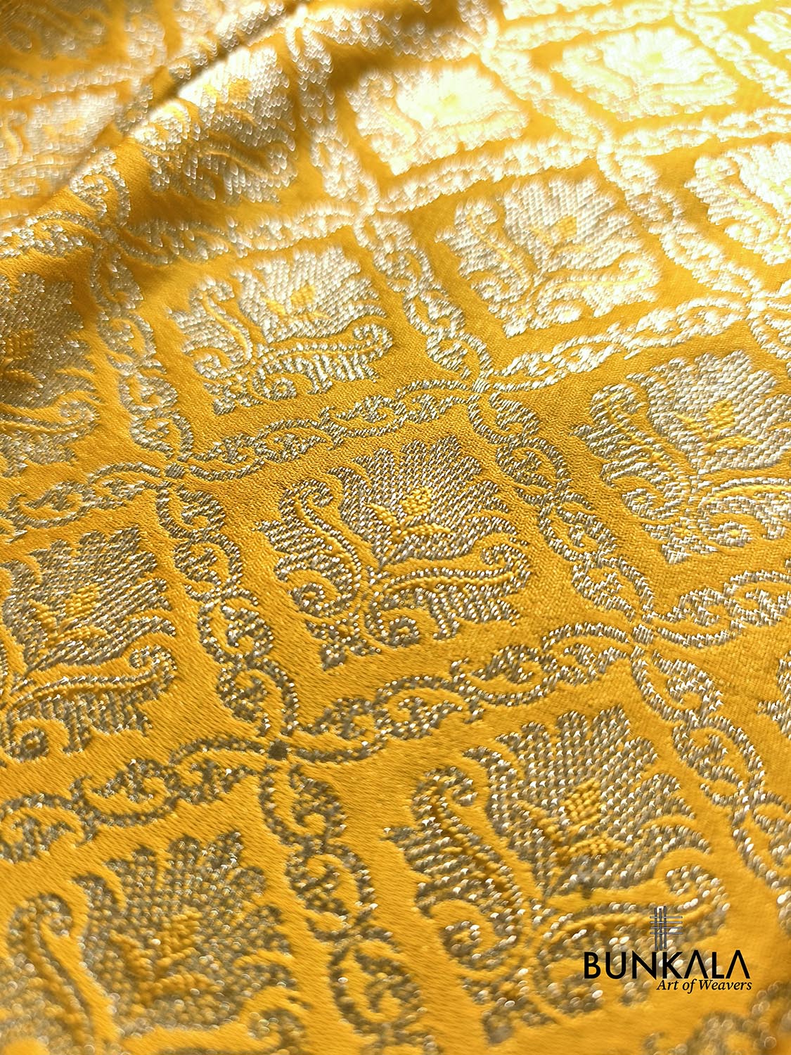 Radiant Yellow Brocade Weaved Banarasi Mashru Silk Saree