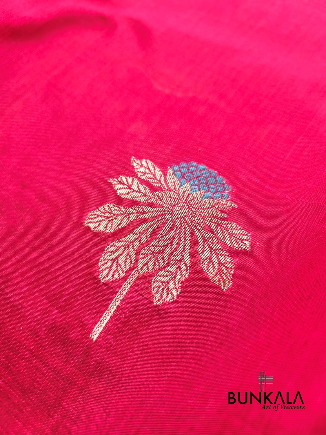 Rani Pink Meena Floral Buta Pure Banarasi Mango Silk Saree 