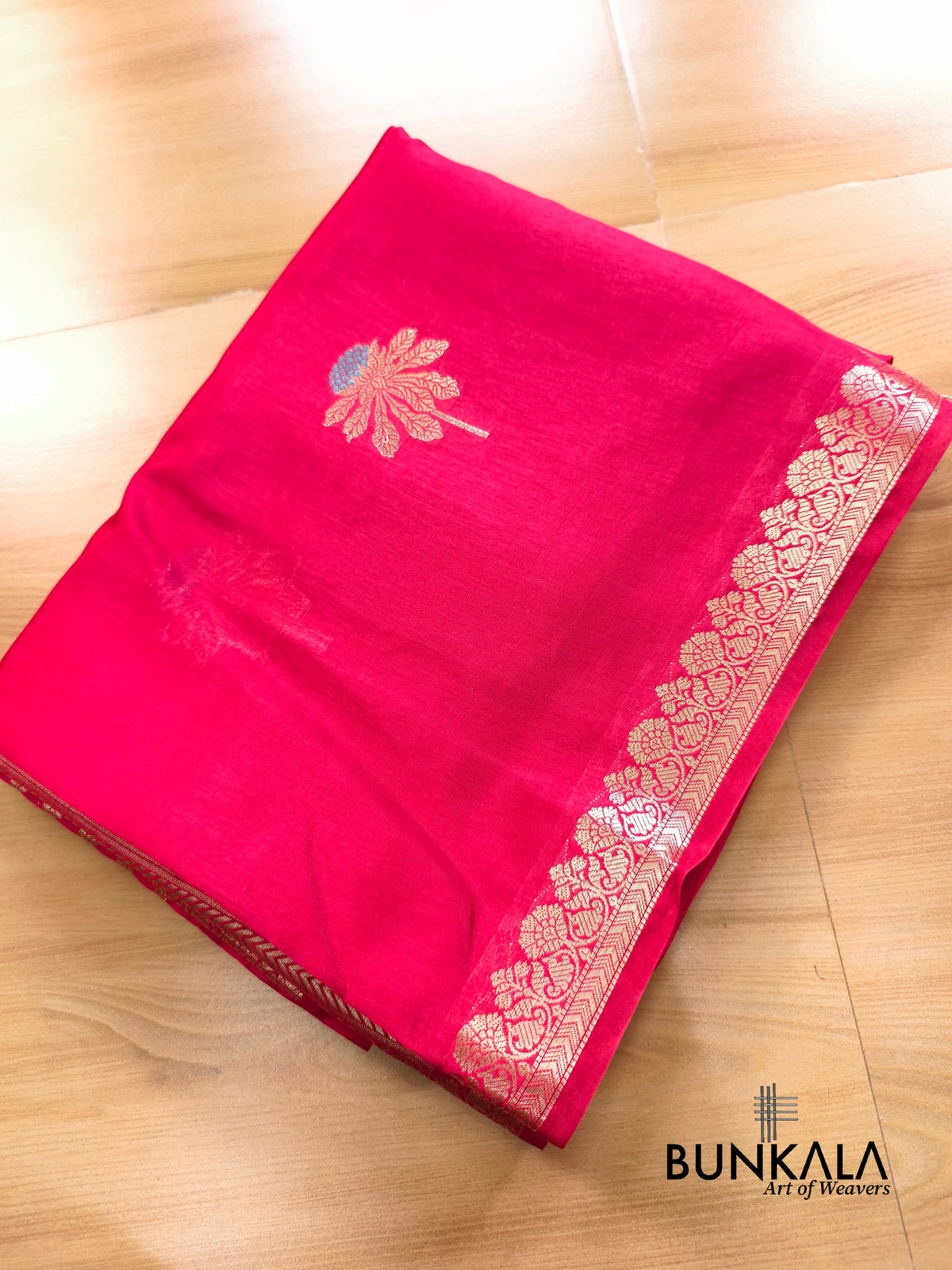Rani Pink Meena Floral Buta Pure Banarasi Mango Silk Saree 