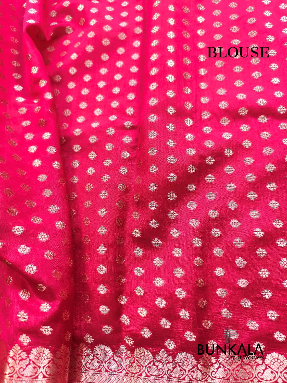 Rani Pink Meena Floral Buta Pure Banarasi Mango Silk Saree 