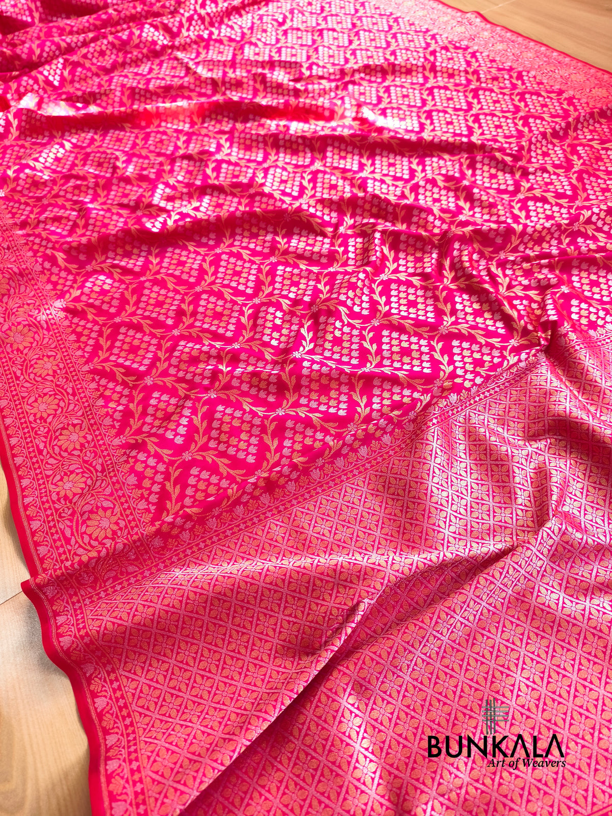 Rani Pink Sona Rupa Floral Jaal Banarasi Silk Saree 