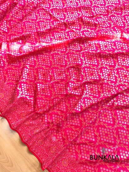 Rani Pink Sona Rupa Floral Jaal Banarasi Silk Saree 