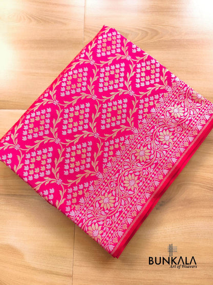 Rani Pink Sona Rupa Floral Jaal Banarasi Silk Saree 