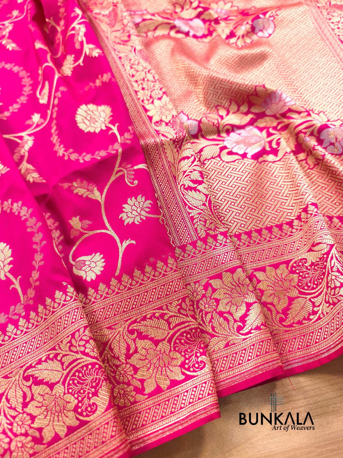 Rani Pink Sona Rupa Floral Jaal Banarasi Silk Saree 