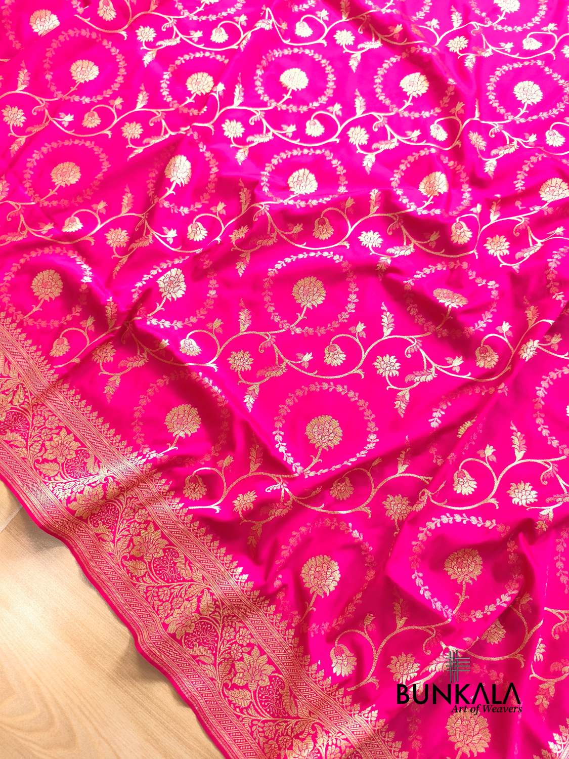Rani Pink Sona Rupa Floral Jaal Banarasi Silk Saree 