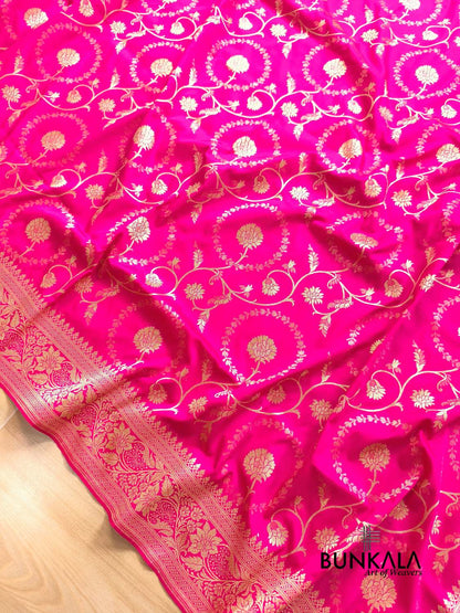 Rani Pink Sona Rupa Floral Jaal Banarasi Silk Saree 