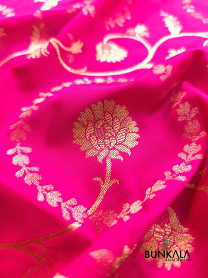 Rani Pink Sona Rupa Floral Jaal Banarasi Silk Saree 