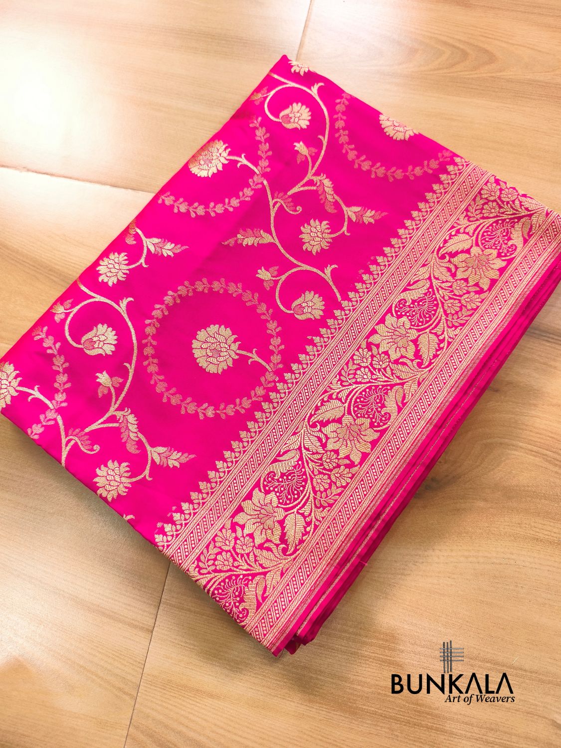 Rani Pink Sona Rupa Floral Jaal Banarasi Silk Saree 