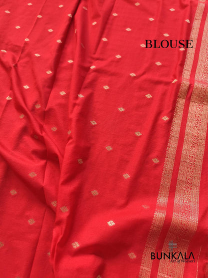 Red Checks Sona Zari Big Border Banarasi Georgette Saree