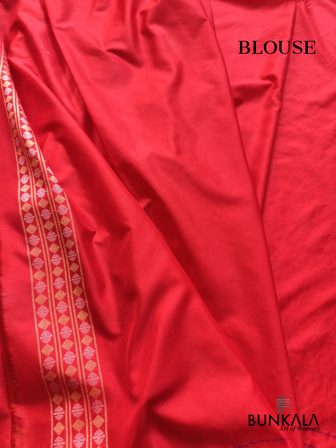 Red Ektara Banarasi Jamdani Weaved Silk Saree