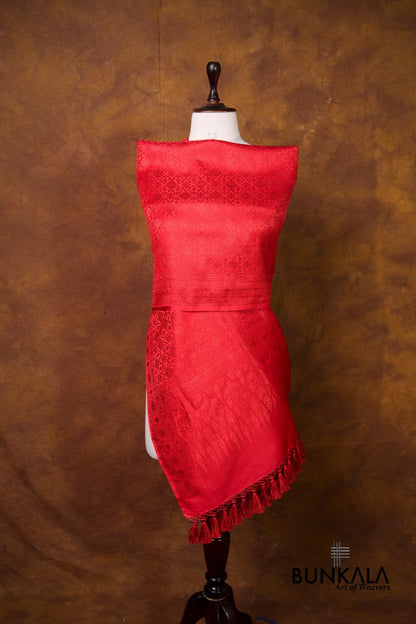 Red Mashru Silk Brocade Resham Weaved Banarasi Dupatta