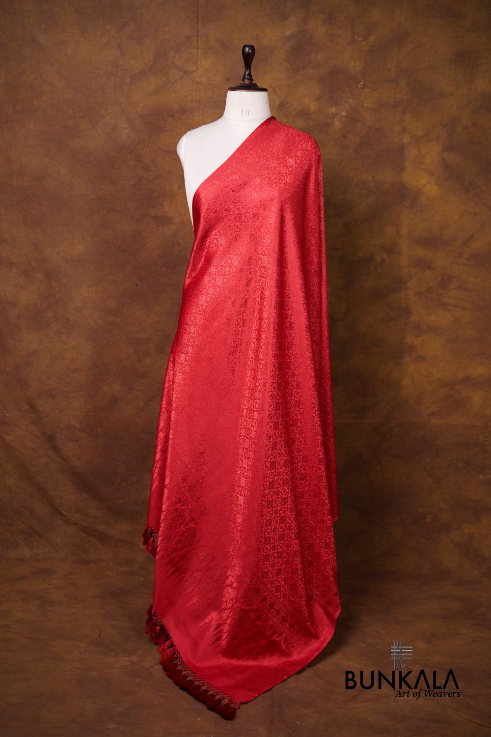 Red Mashru Silk Brocade Resham Weaved Banarasi Dupatta