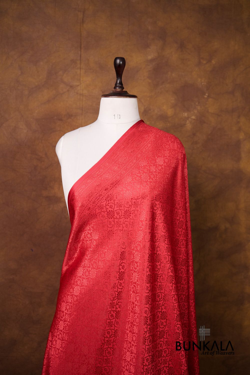 Red Mashru Silk Brocade Resham Weaved Banarasi Dupatta