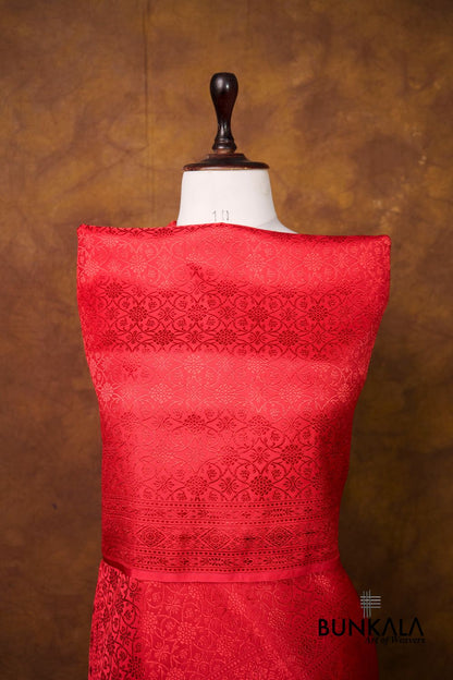 Red Mashru Silk Brocade Resham Weaved Banarasi Dupatta