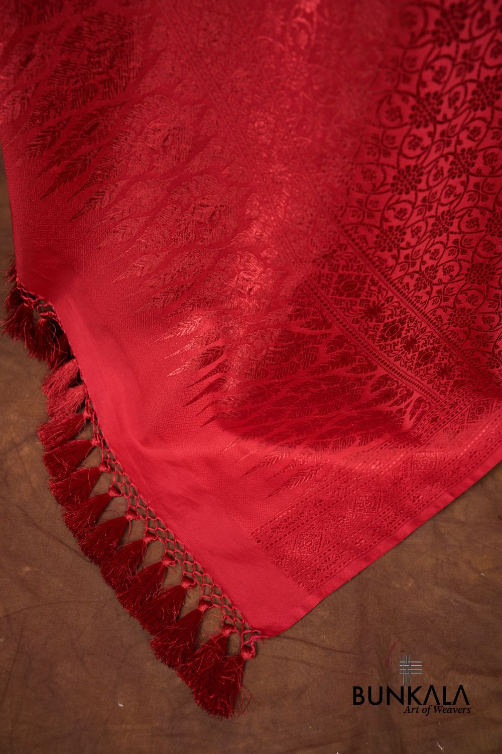Red Mashru Silk Brocade Resham Weaved Banarasi Dupatta