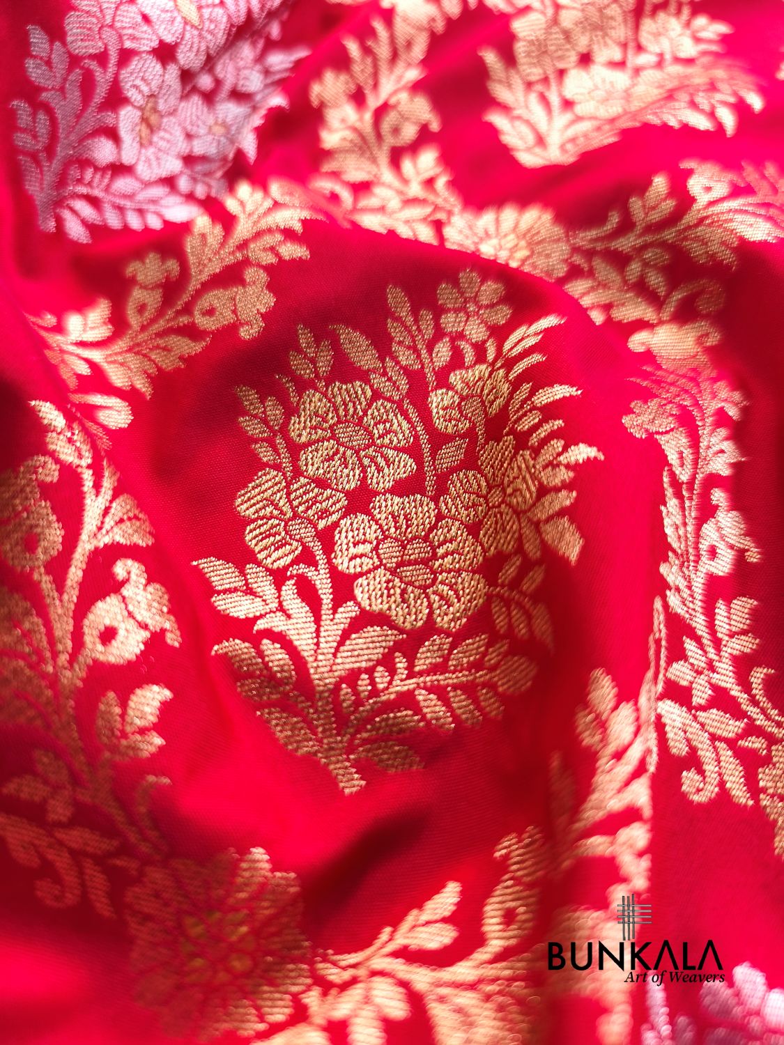 Red Sona Rupa Floral Jaal Banarasi Silk Saree 