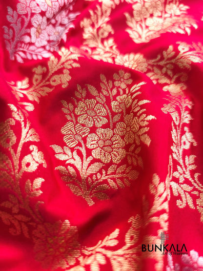 Red Sona Rupa Floral Jaal Banarasi Silk Saree 